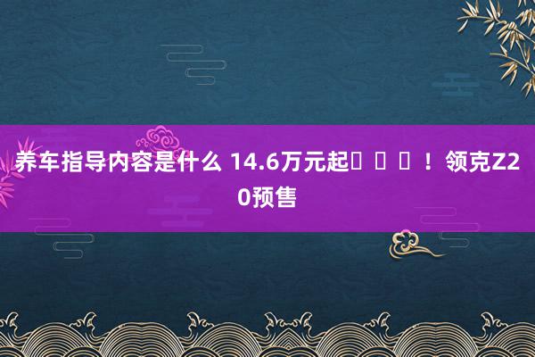 养车指导内容是什么 14.6万元起​​​！领克Z20预售