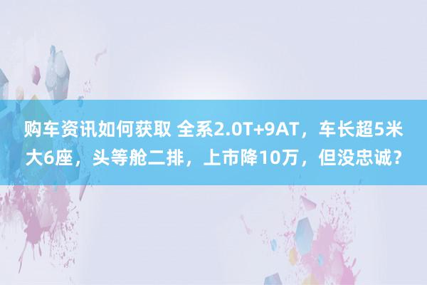 购车资讯如何获取 全系2.0T+9AT，车长超5米大6座，头等舱二排，上市降10万，但没忠诚？