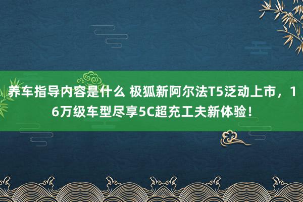 养车指导内容是什么 极狐新阿尔法T5泛动上市，16万级车型尽享5C超充工夫新体验！