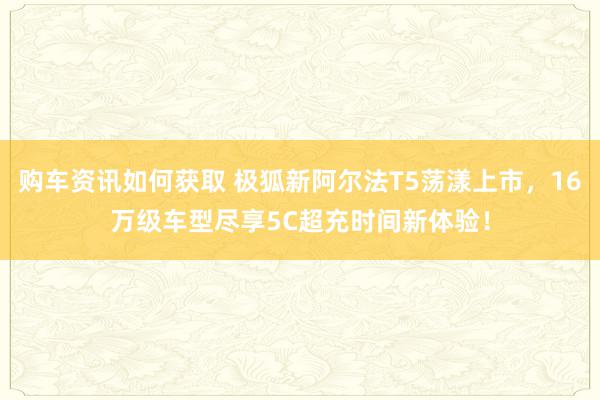 购车资讯如何获取 极狐新阿尔法T5荡漾上市，16万级车型尽享5C超充时间新体验！