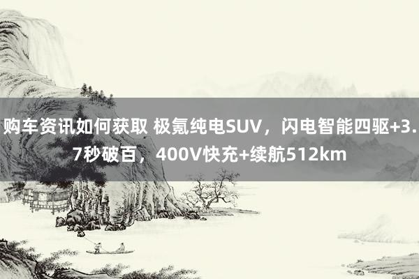 购车资讯如何获取 极氪纯电SUV，闪电智能四驱+3.7秒破百，400V快充+续航512km