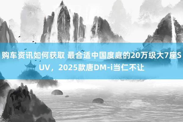 购车资讯如何获取 最合适中国度庭的20万级大7座SUV，2025款唐DM-i当仁不让