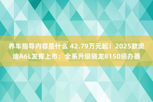 养车指导内容是什么 42.79万元起！2025款奥迪A6L发挥上市：全系升级骁龙8150惩办器