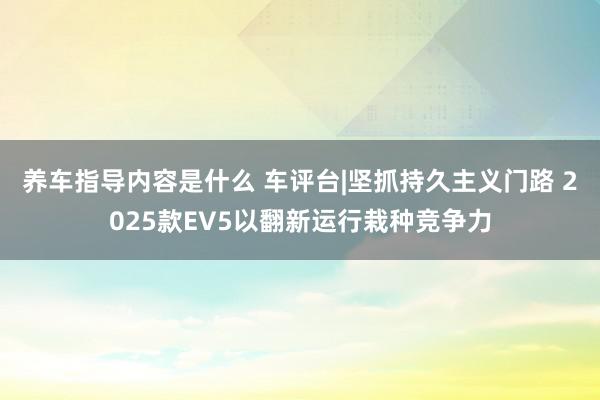 养车指导内容是什么 车评台|坚抓持久主义门路 2025款EV5以翻新运行栽种竞争力