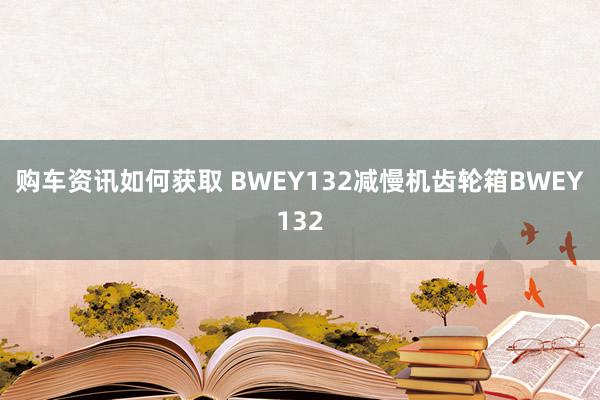 购车资讯如何获取 BWEY132减慢机齿轮箱BWEY132