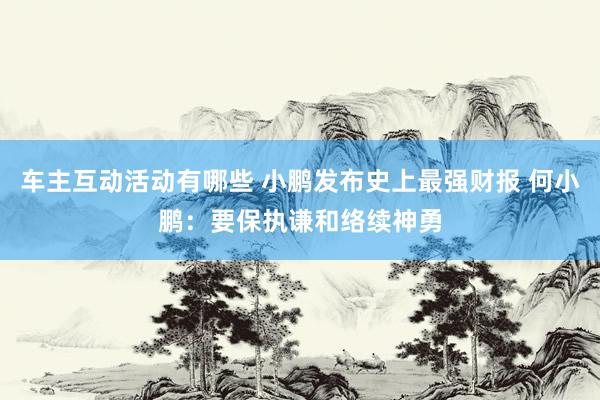 车主互动活动有哪些 小鹏发布史上最强财报 何小鹏：要保执谦和络续神勇