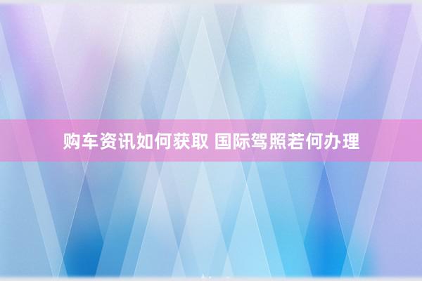 购车资讯如何获取 国际驾照若何办理