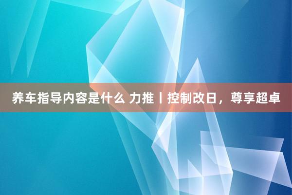 养车指导内容是什么 力推丨控制改日，尊享超卓