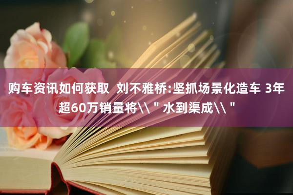 购车资讯如何获取  刘不雅桥:坚抓场景化造车 3年超60万销量将\＂水到渠成\＂