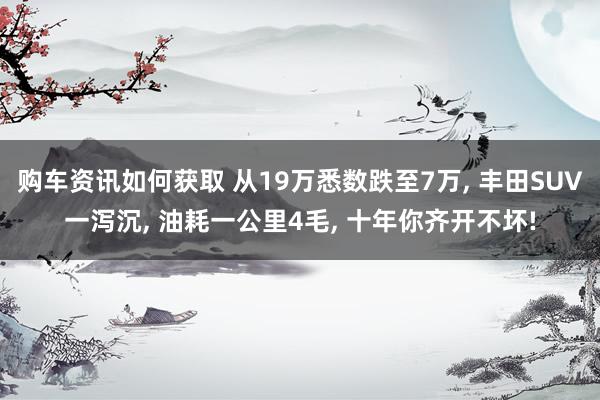 购车资讯如何获取 从19万悉数跌至7万, 丰田SUV一泻沉, 油耗一公里4毛, 十年你齐开不坏!