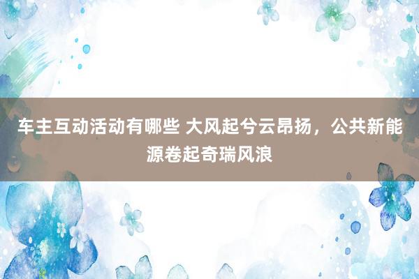 车主互动活动有哪些 大风起兮云昂扬，公共新能源卷起奇瑞风浪