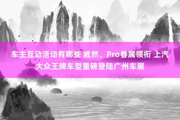 车主互动活动有哪些 威然、Pro眷属领衔 上汽大众王牌车型重磅登陆广州车展