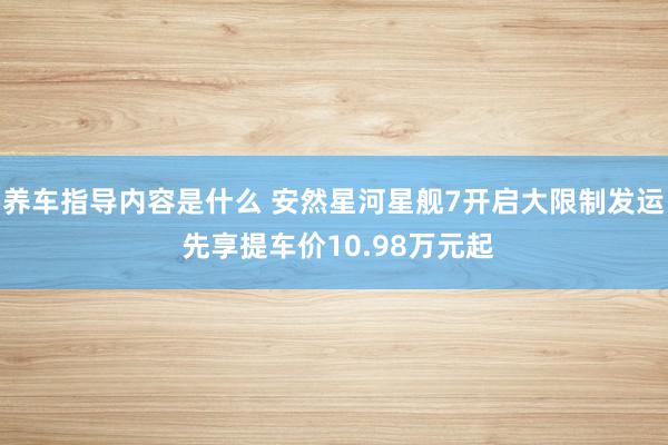 养车指导内容是什么 安然星河星舰7开启大限制发运 先享提车价10.98万元起