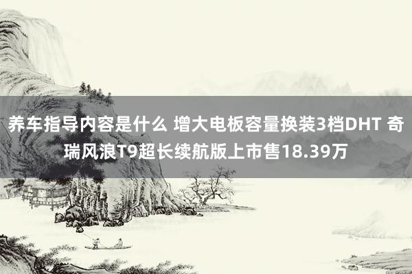 养车指导内容是什么 增大电板容量换装3档DHT 奇瑞风浪T9超长续航版上市售18.39万